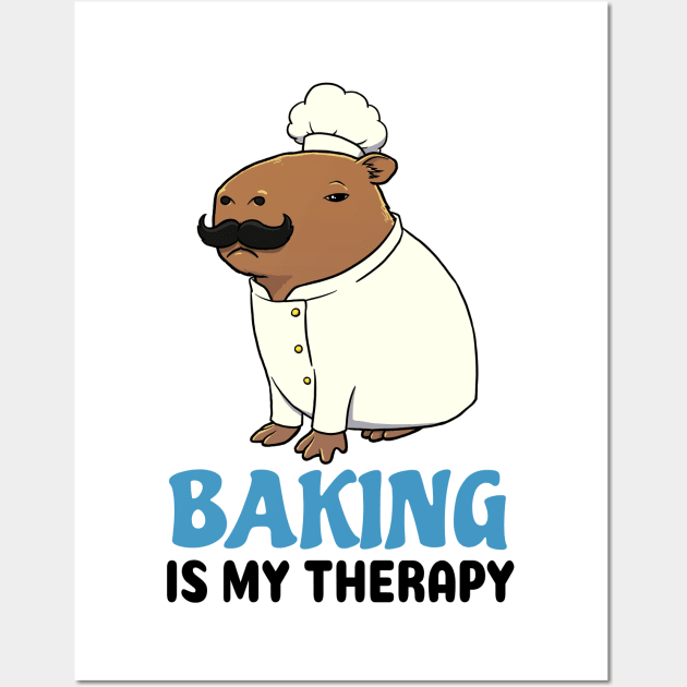 Baking is my therapy Capybara Chef Wall Art by capydays